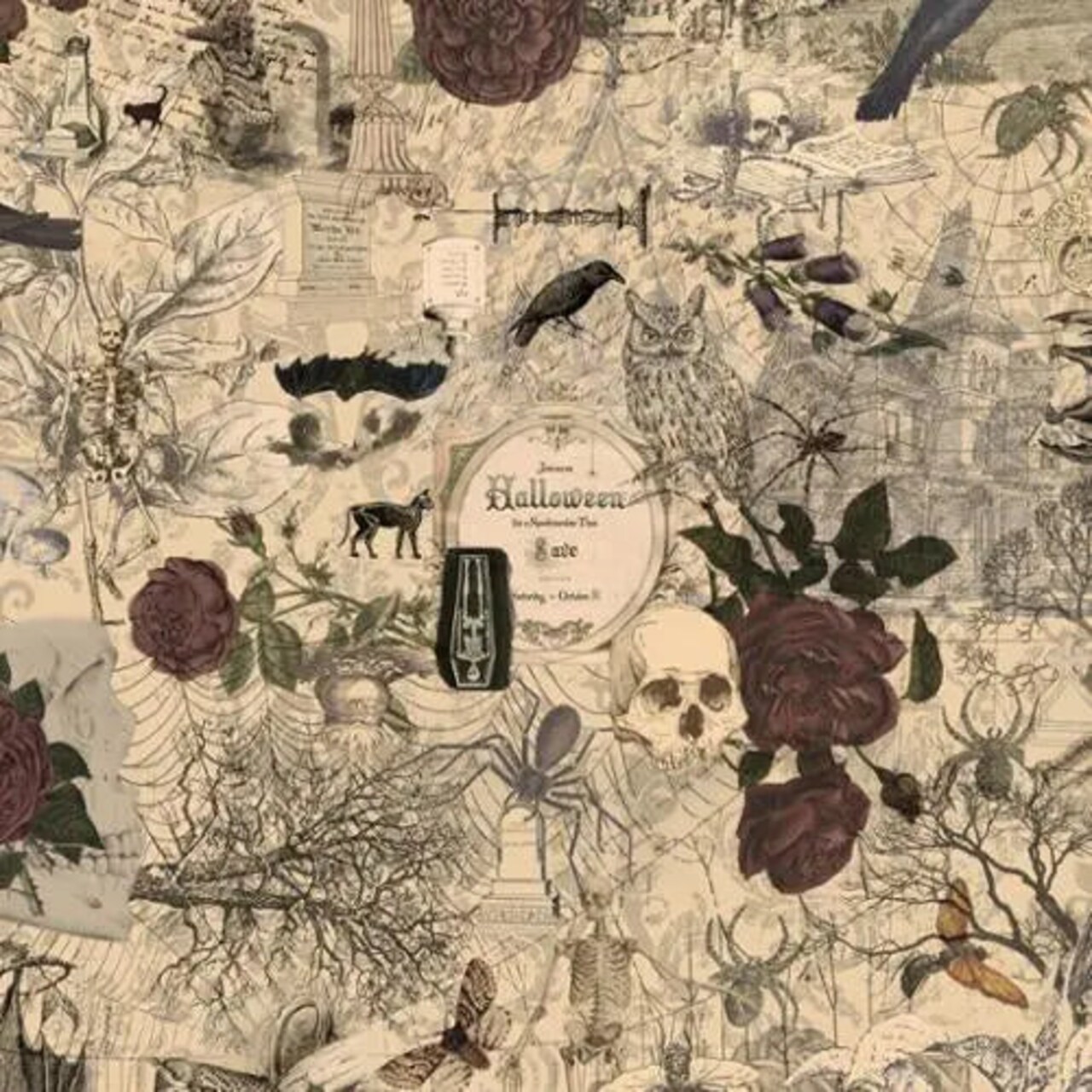 Multi Vintage 3 Sisters Haunted Mansion 44"/45" Fabric Per Yard